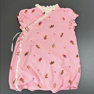 Ralph Lauren Polo Baby Girl Romper One Piece Size 18m Teddy Bear Pink Shorts